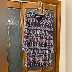 Ladies Tory Burch Navy and White Long Sleeve Dress size 4